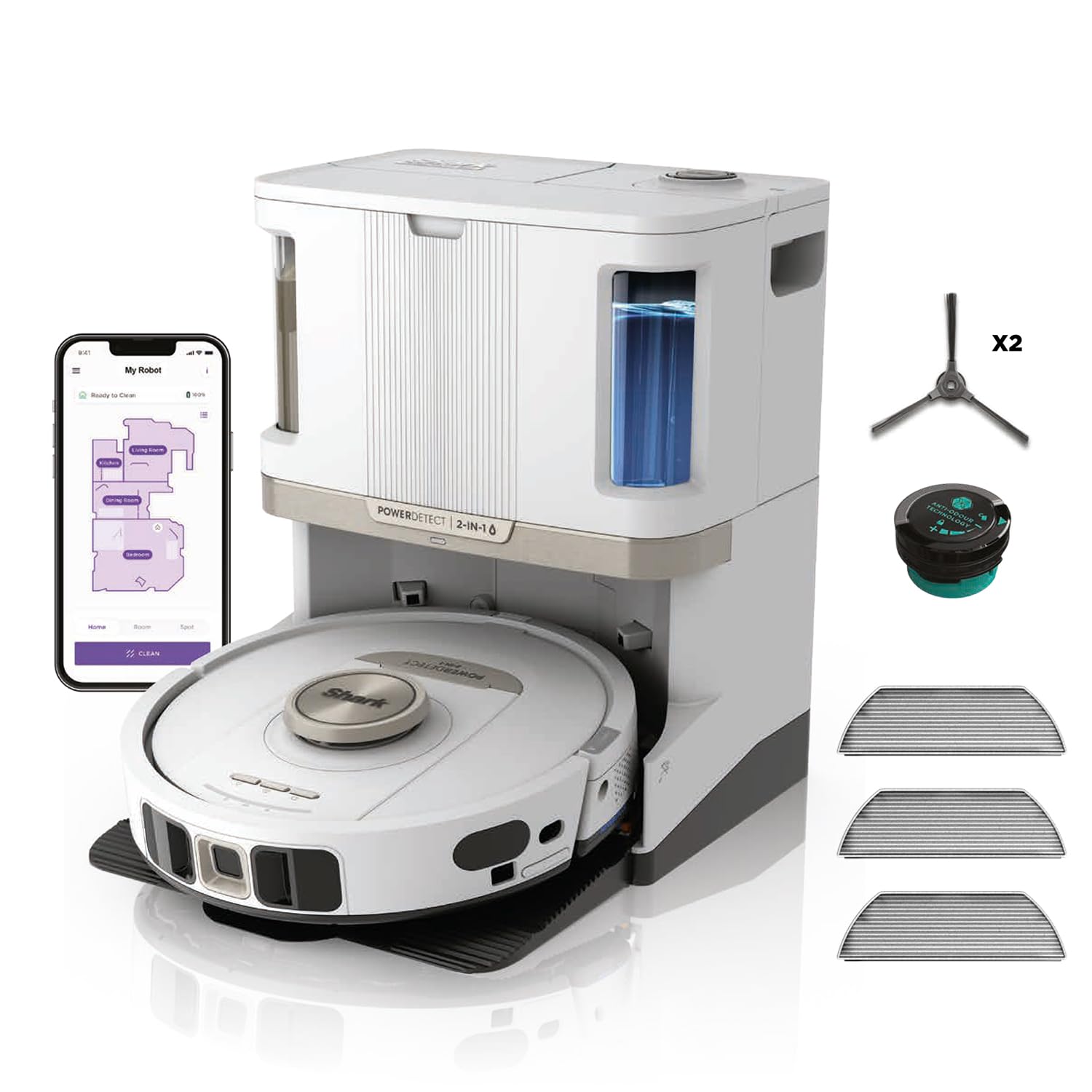 Robot Vacuum And Mop With Self-Emptying Base 60-Day LiDAR Navigation White