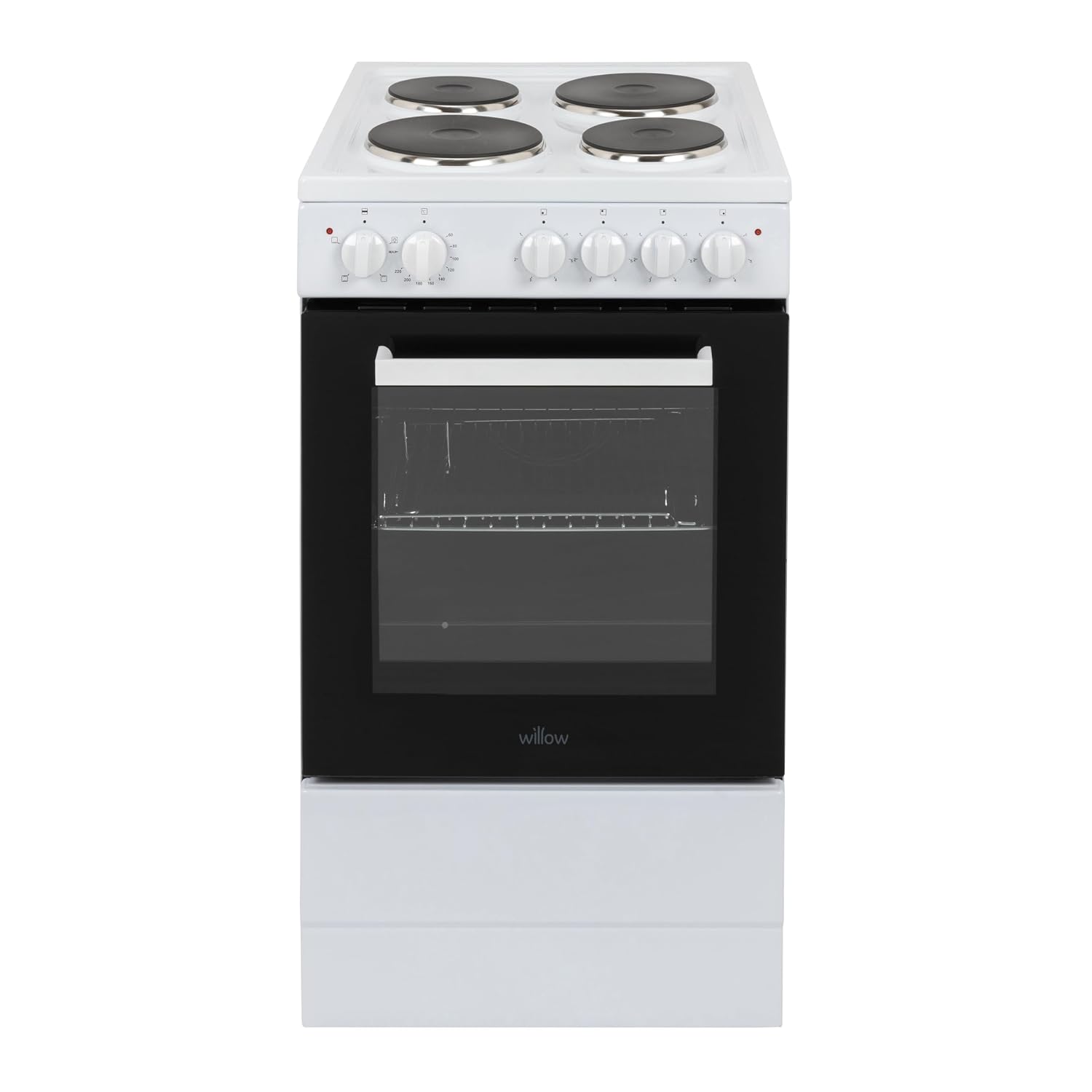 Freestanding Electric Cooker 62L 4 Solid Plate Hobs White