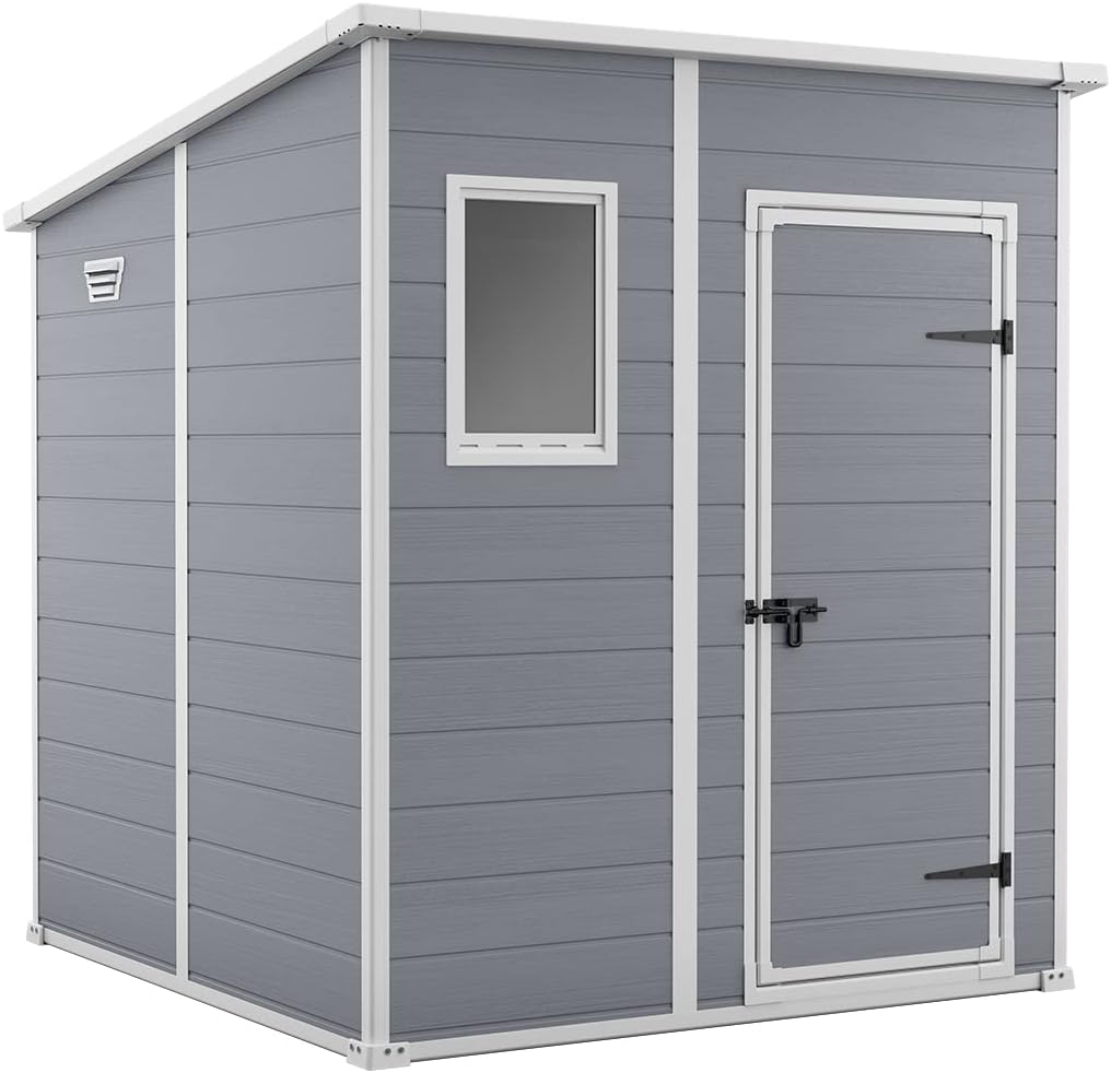 Garden Storage Shed 6 X 6 Ft Grey Resin Single Door