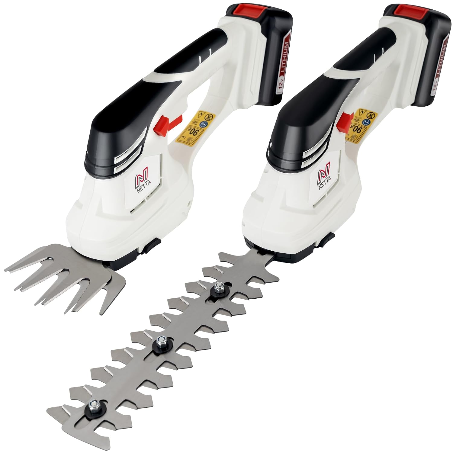 2-in-1 Cordless Hedge Trimmer & Grass Shear 7.2V 1500mAh 17cm Blade Black White