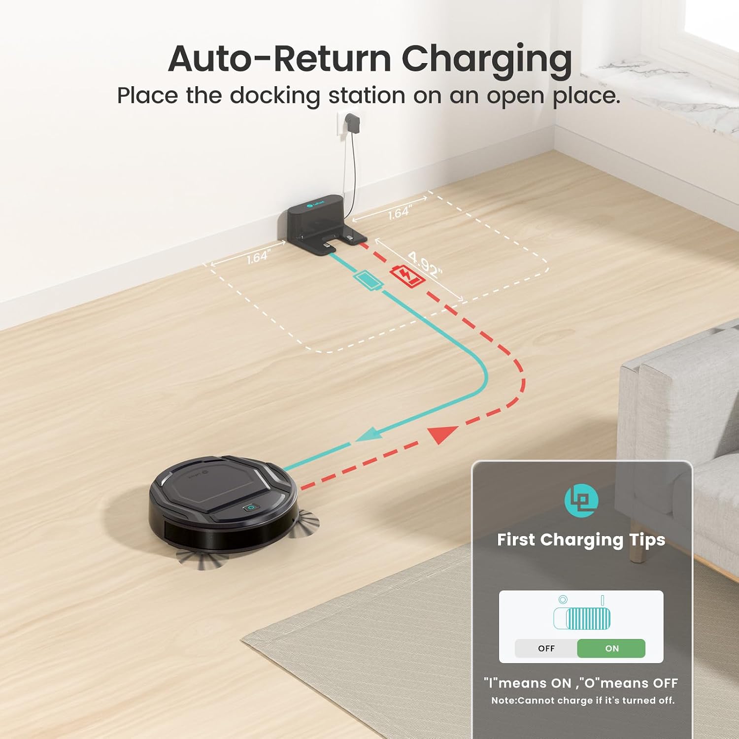 Robot Vacuum And Mop 5000Pa Carpet Boost 120 Min Black