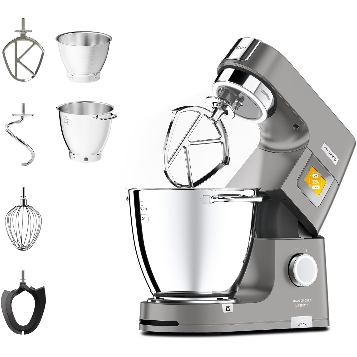 Stand Mixer 7L 5L 1400W 6 Speeds Touch Screen Silver