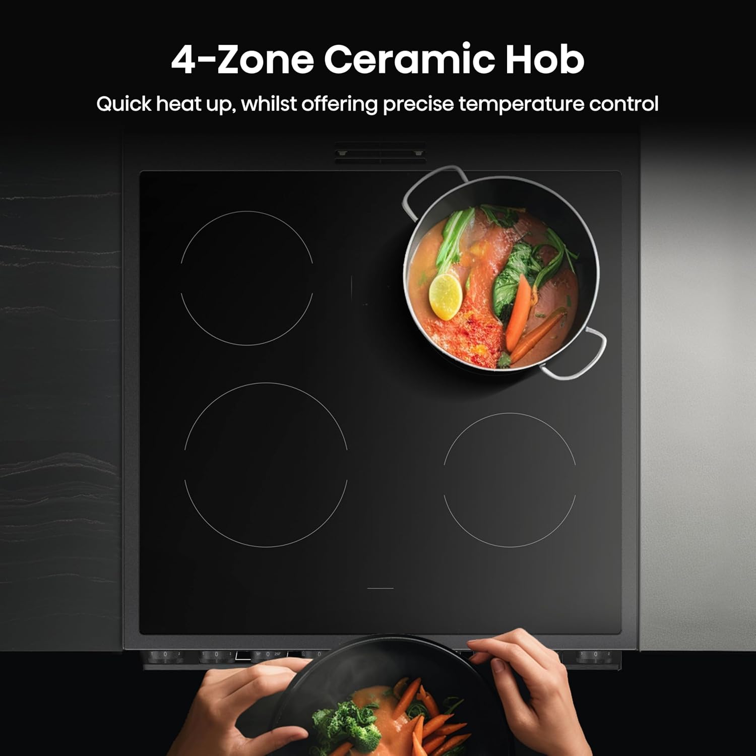 Electric Cooker 130L Double Oven Ceramic Hob A Rated Black