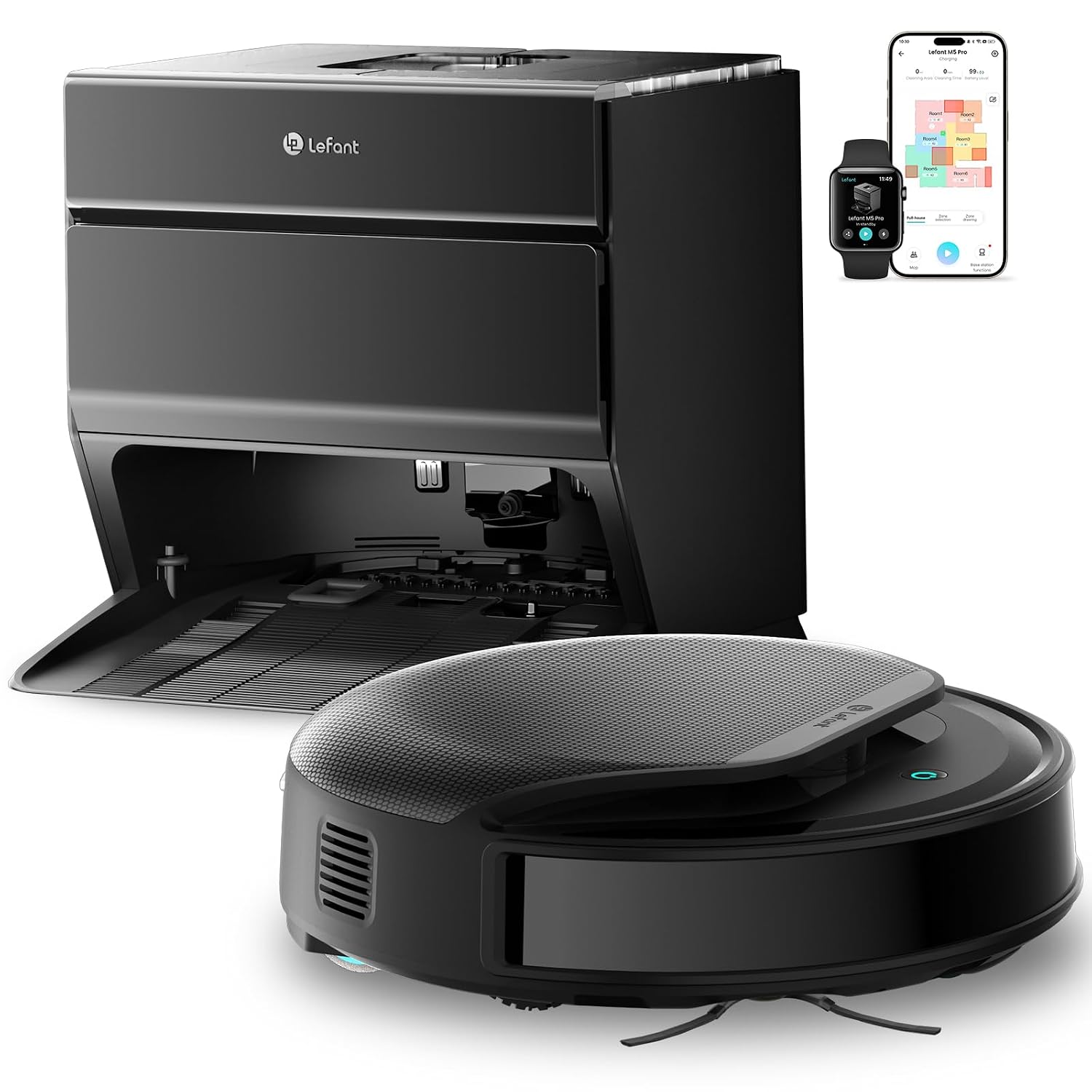 Robot Vacuum And Mop 6000Pa Self-Emptying LiDAR Navigation Black