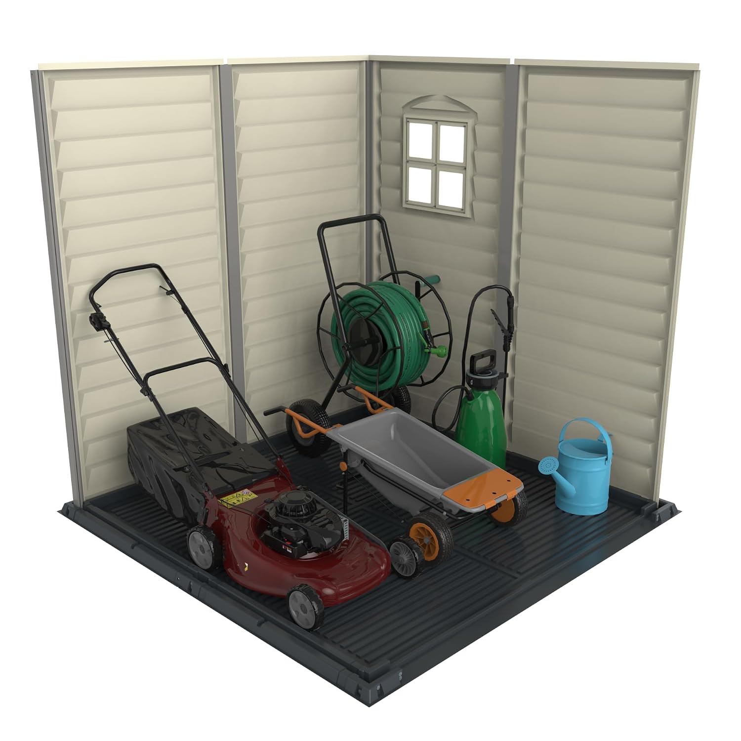 Plastic Garden Storage Shed 6 X 6 Ft Dark Grey Adobe Metal Roof