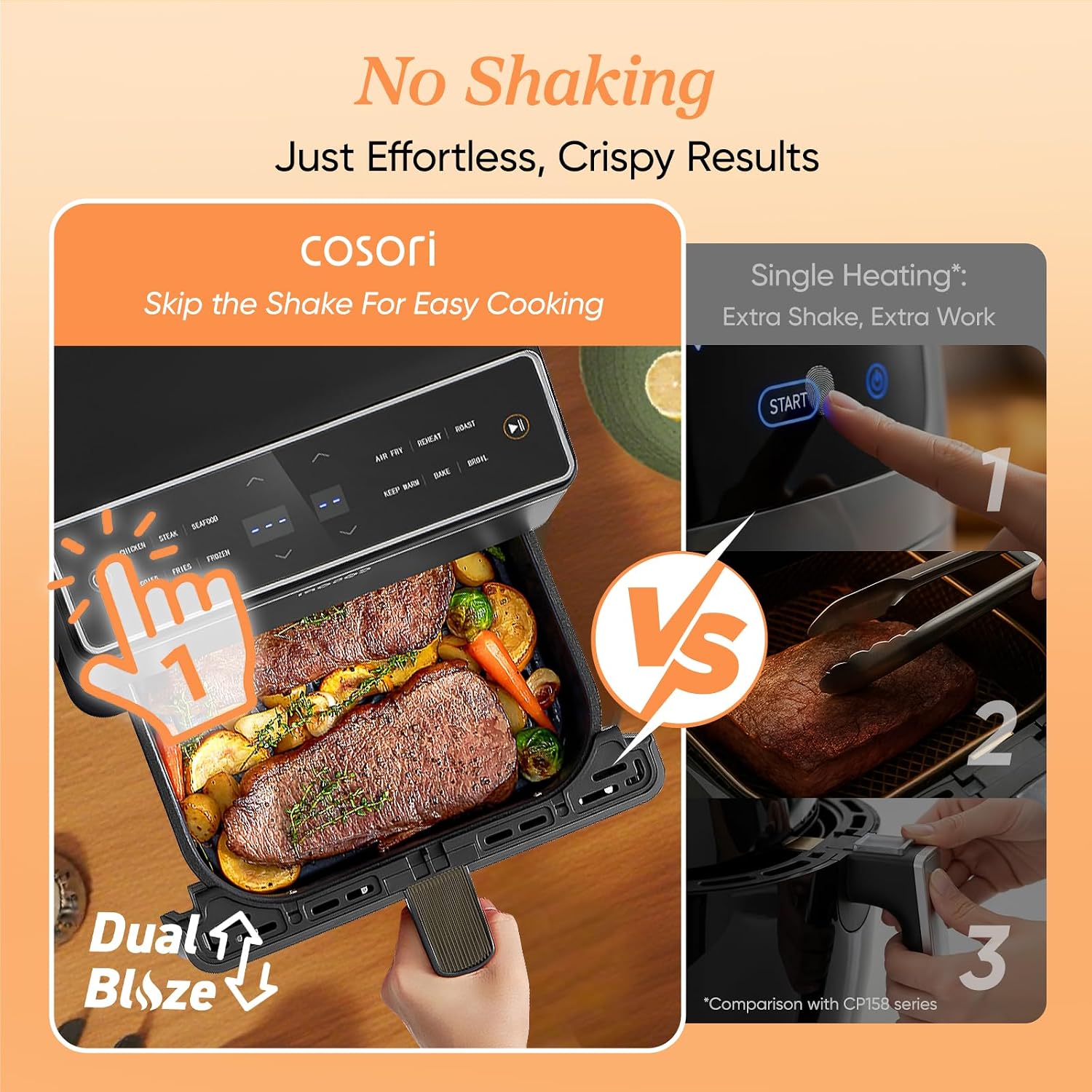 Dual Blaze Air Fryer 6.4L Top & Bottom Heating No Shaking Black