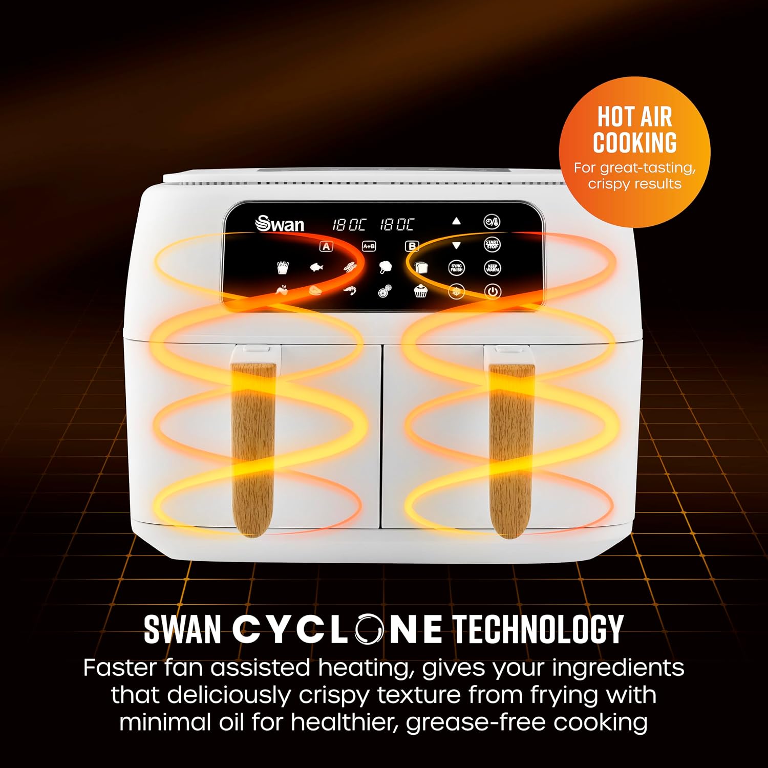 Air Fryer 8L Dual Basket 13 Presets Match Cook White