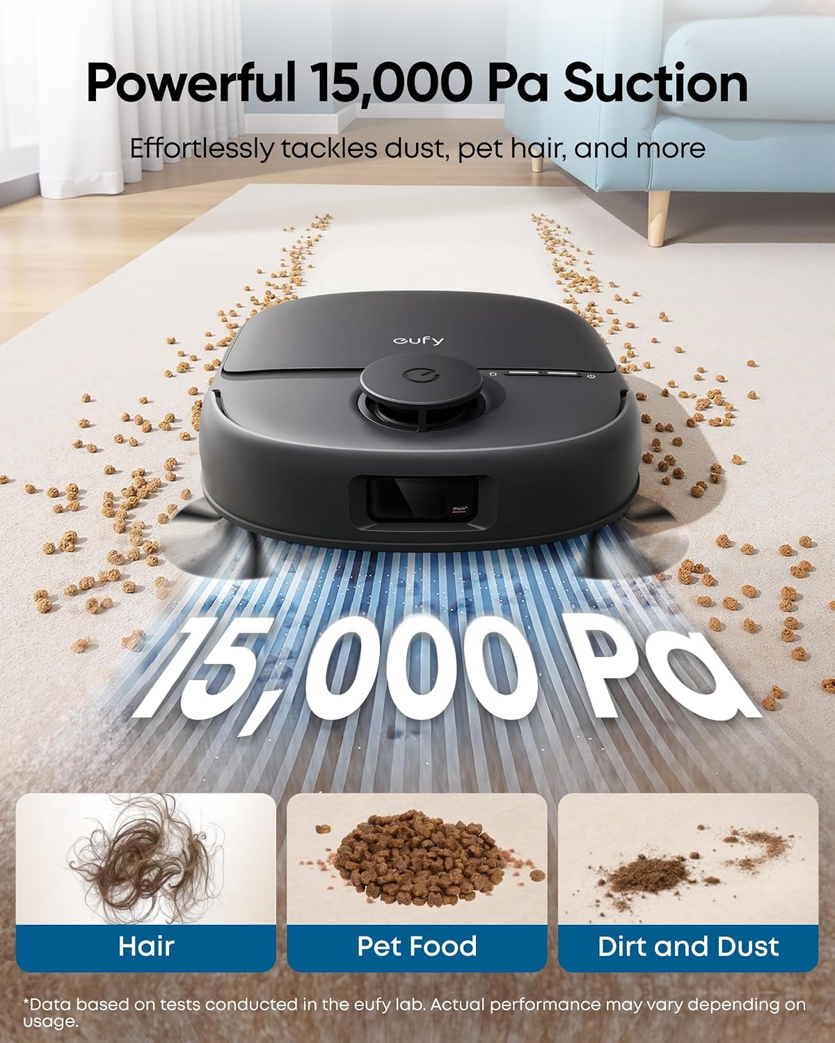 Robot Vacuum And Mop 15000Pa Suction Self-Cleaning Roller Mop Black