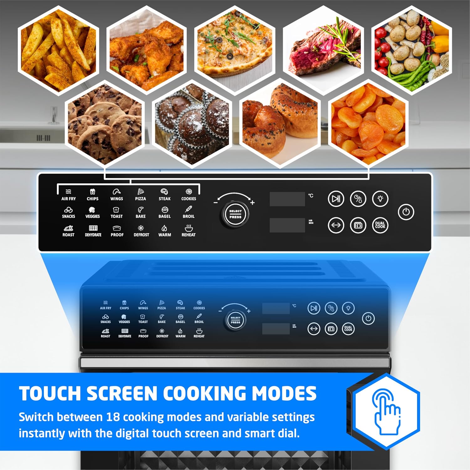 Air Fryer Oven 30L 1800W With Rotisserie 20-In-1 Dual Cook Black