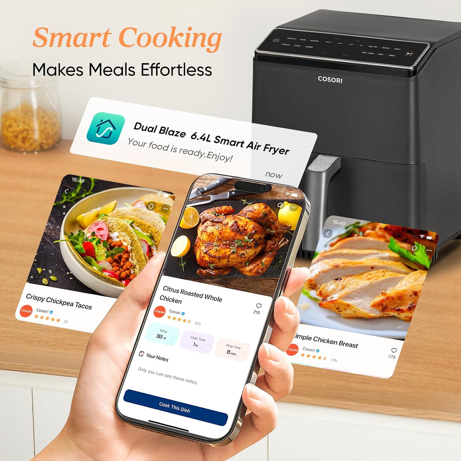 Dual Blaze Air Fryer 6.4L Top & Bottom Heating No Shaking Black