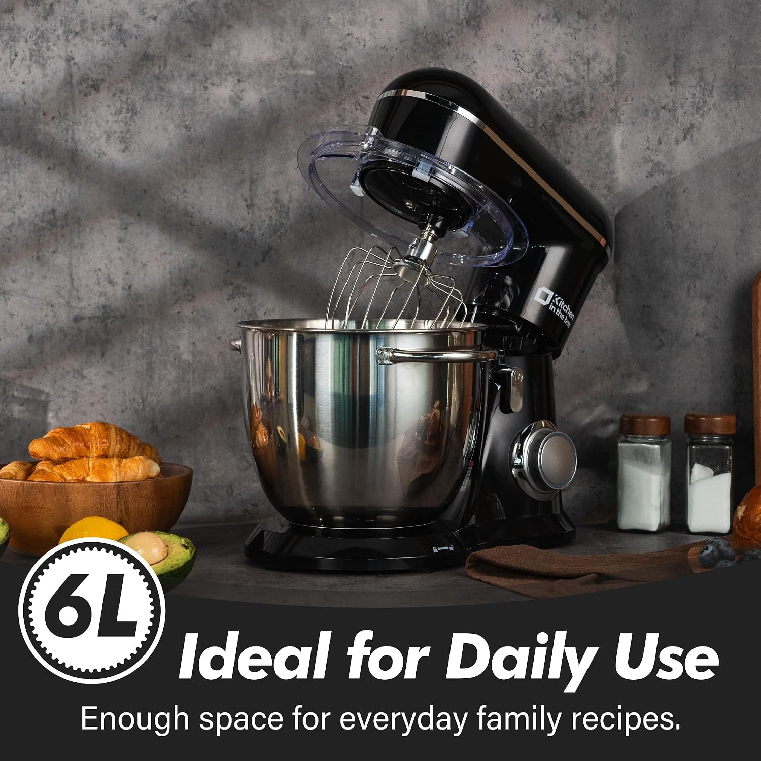Stand Mixer 1300W 6L 10 Speeds Pulse Function Black