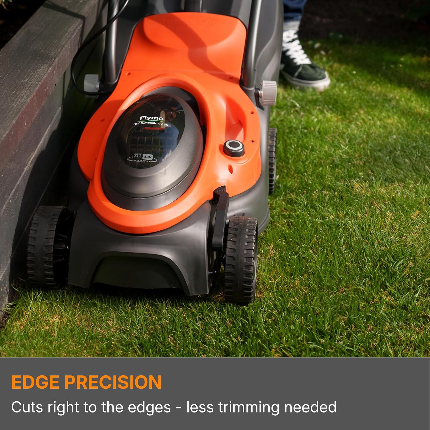 Cordless Lawn Mower 32cm Cutting Width 4 Height Settings 30-60mm 18V 4.0Ah Orange