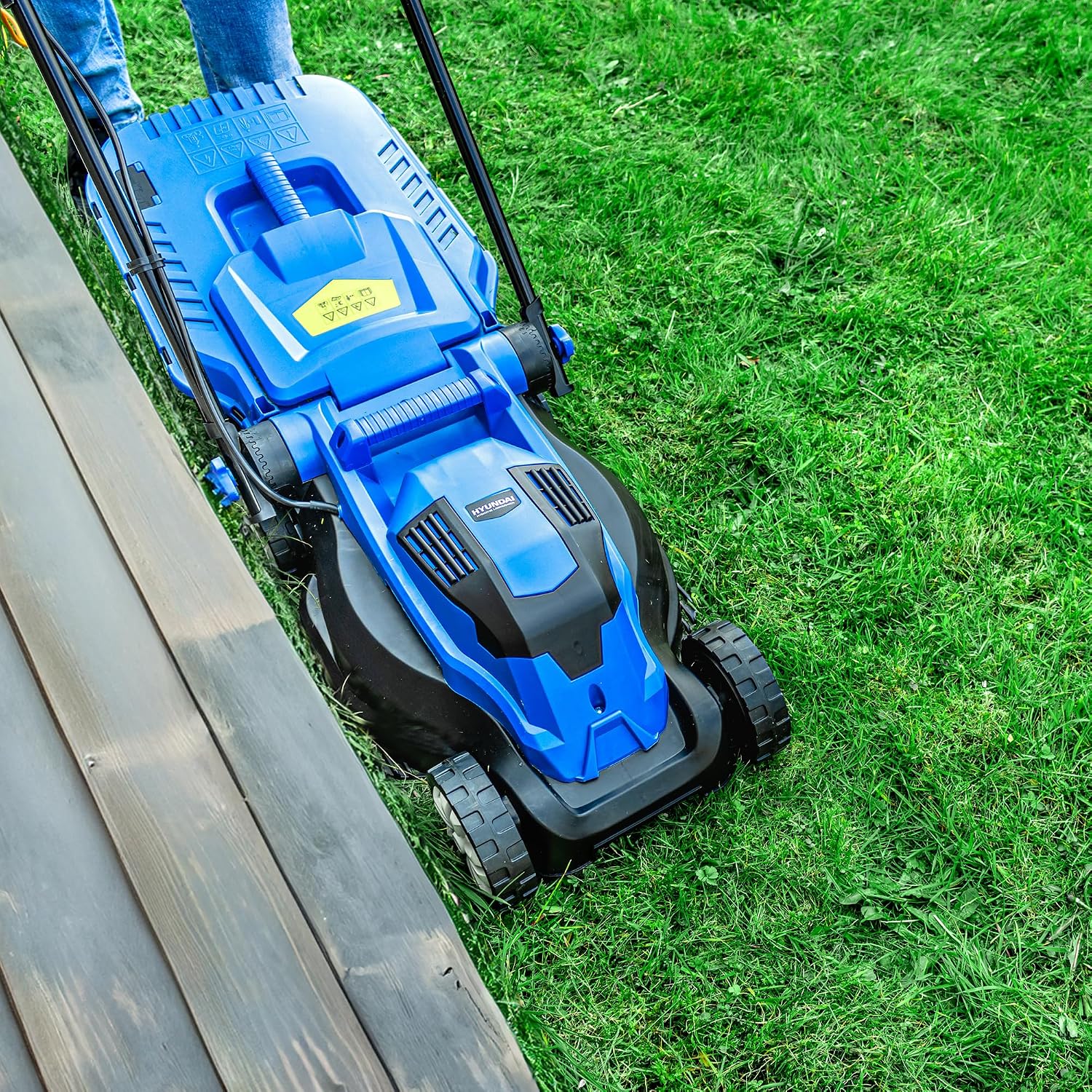 Corded Electric Lawn Mower 33cm 1300W 30L Grass Box 3 Heights Blue