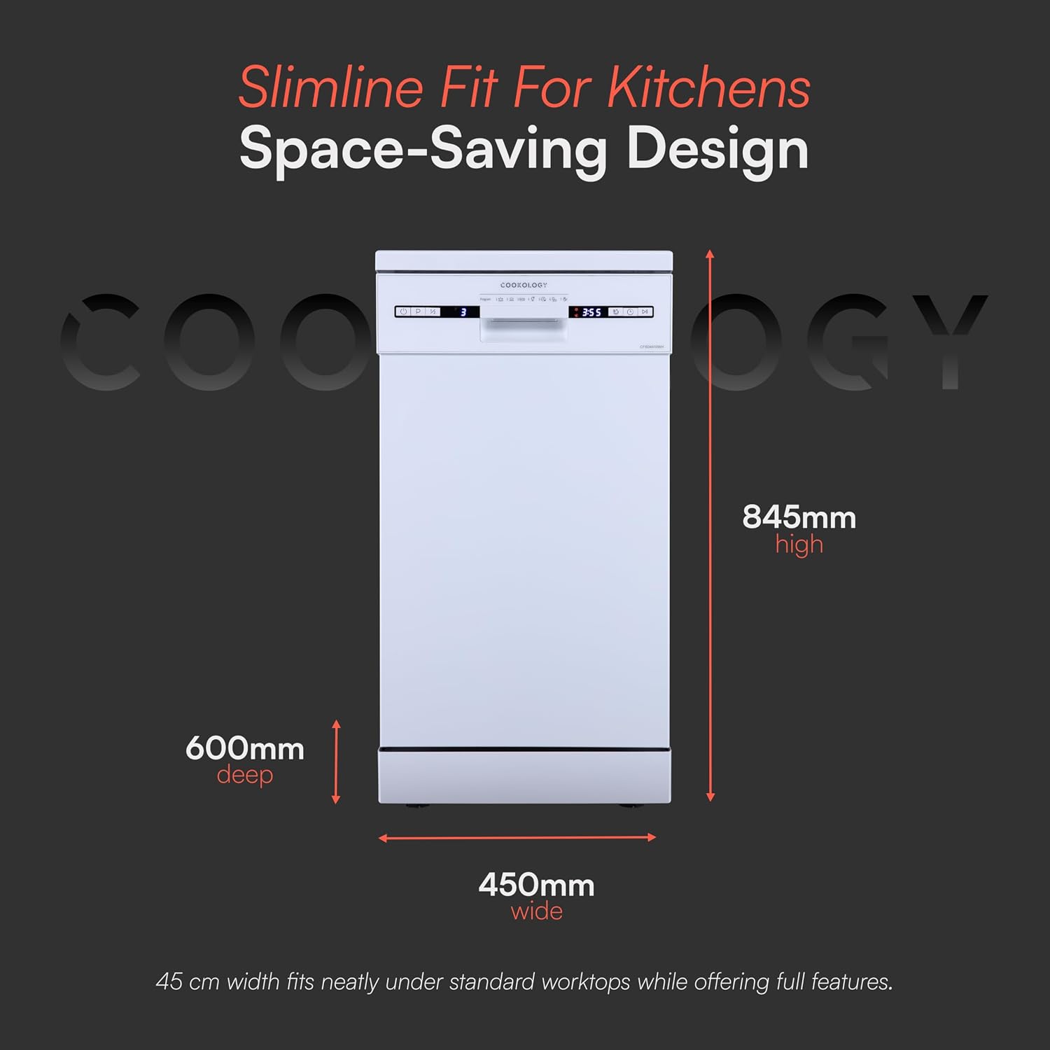Freestanding Dishwasher 10 Place Settings 45cm White