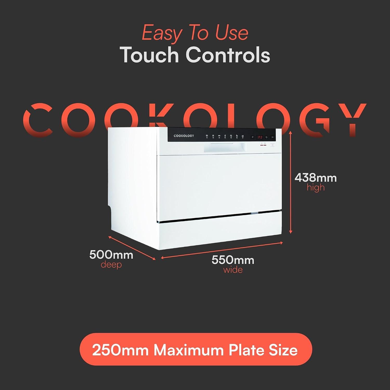 Mini Counter Top Dishwasher 6 Place Settings 7 Cycles White