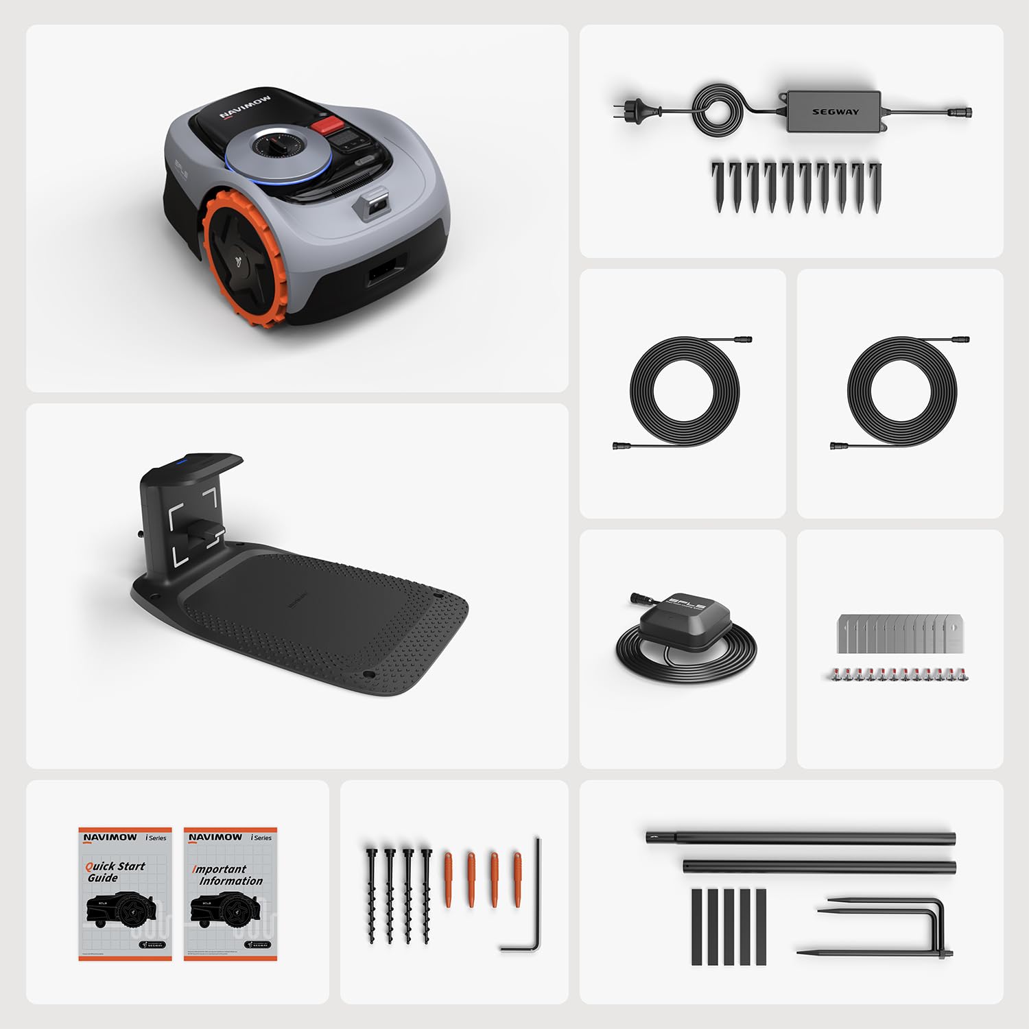 Robotic Lawn Mower 500m² EFLS 2.0 RTK Vision AI Mapping Grey