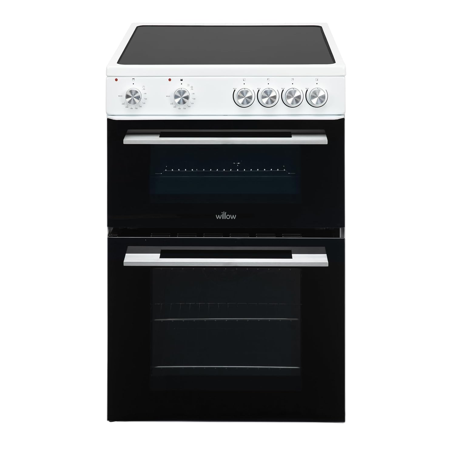 Freestanding Electric Cooker 68L Twin Cavity Ceramic Hob 4 Zones White