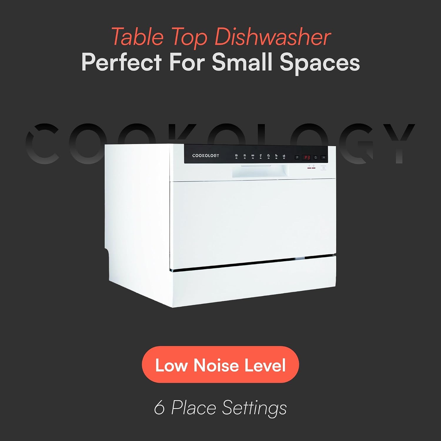 Mini Counter Top Dishwasher 6 Place Settings 7 Cycles White