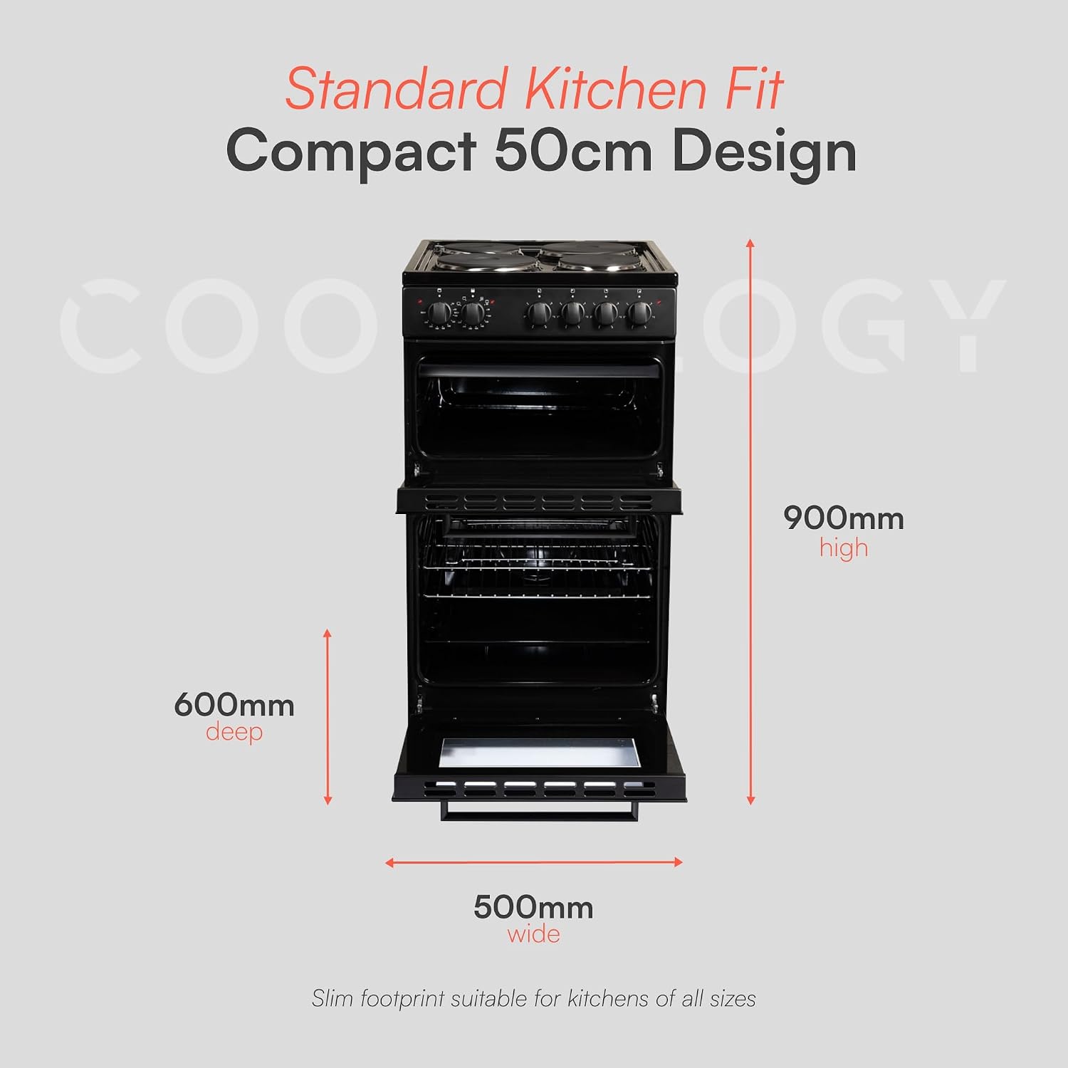 Electric Twin Cavity Cooker 93L 4 Zone Solid Plate Hob Black