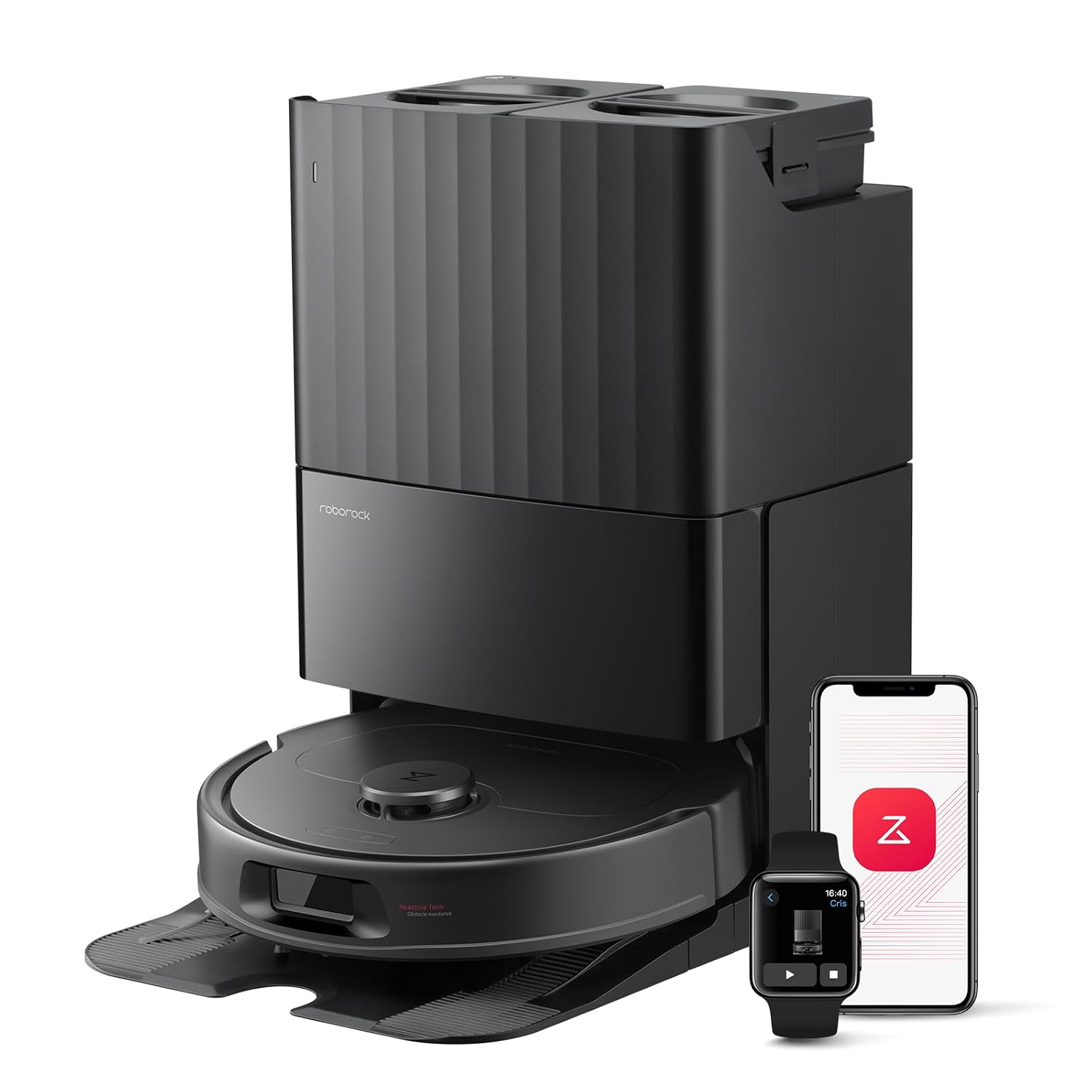 Robot Vacuum Cleaner With Mop 10000Pa Suction Dual Anti-Tangle Brushes Black