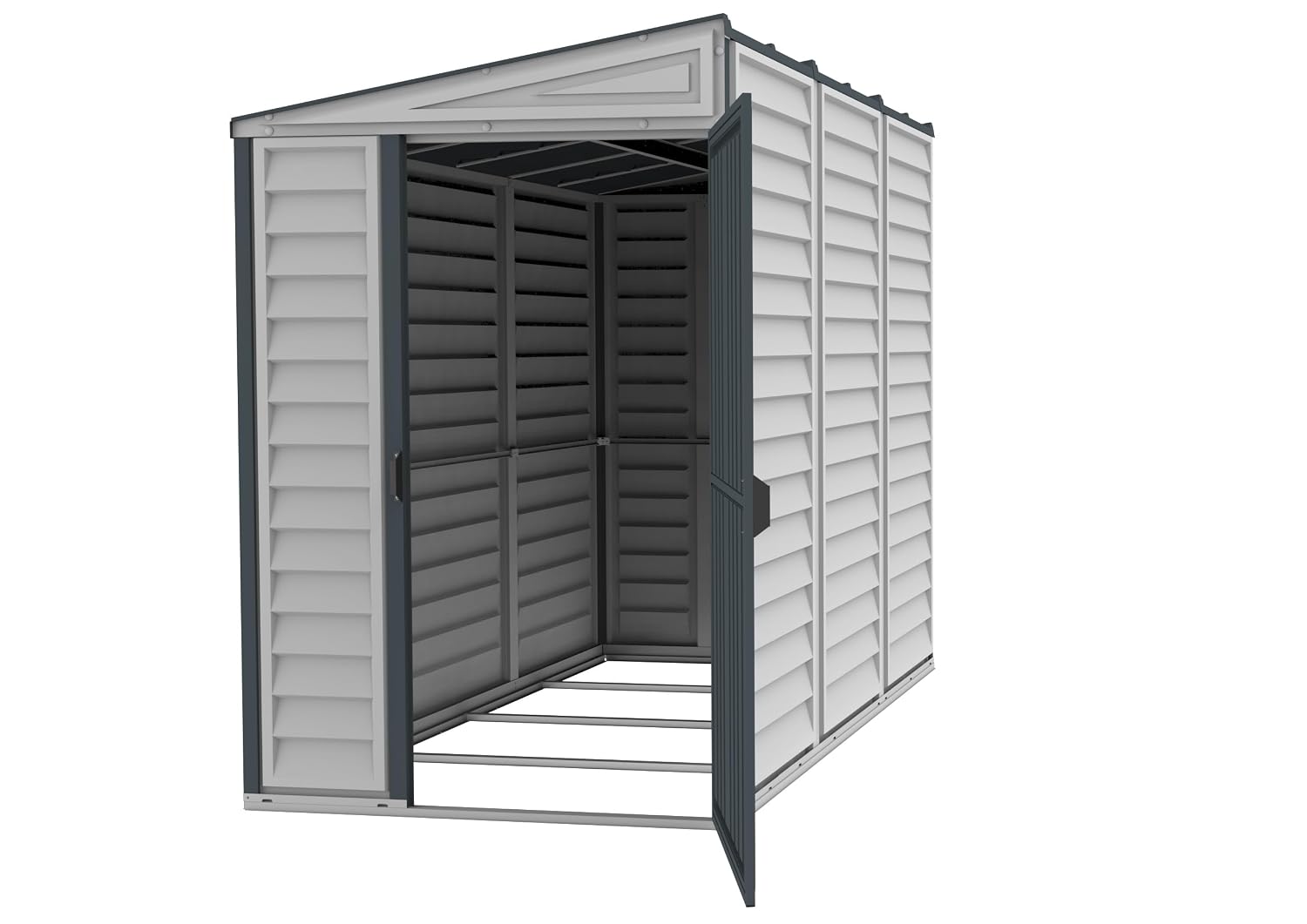 SideMate PLUS 4 x 8 Plastic Garden Shed 2.95 m² with Metal Foundation Kit Dark Grey