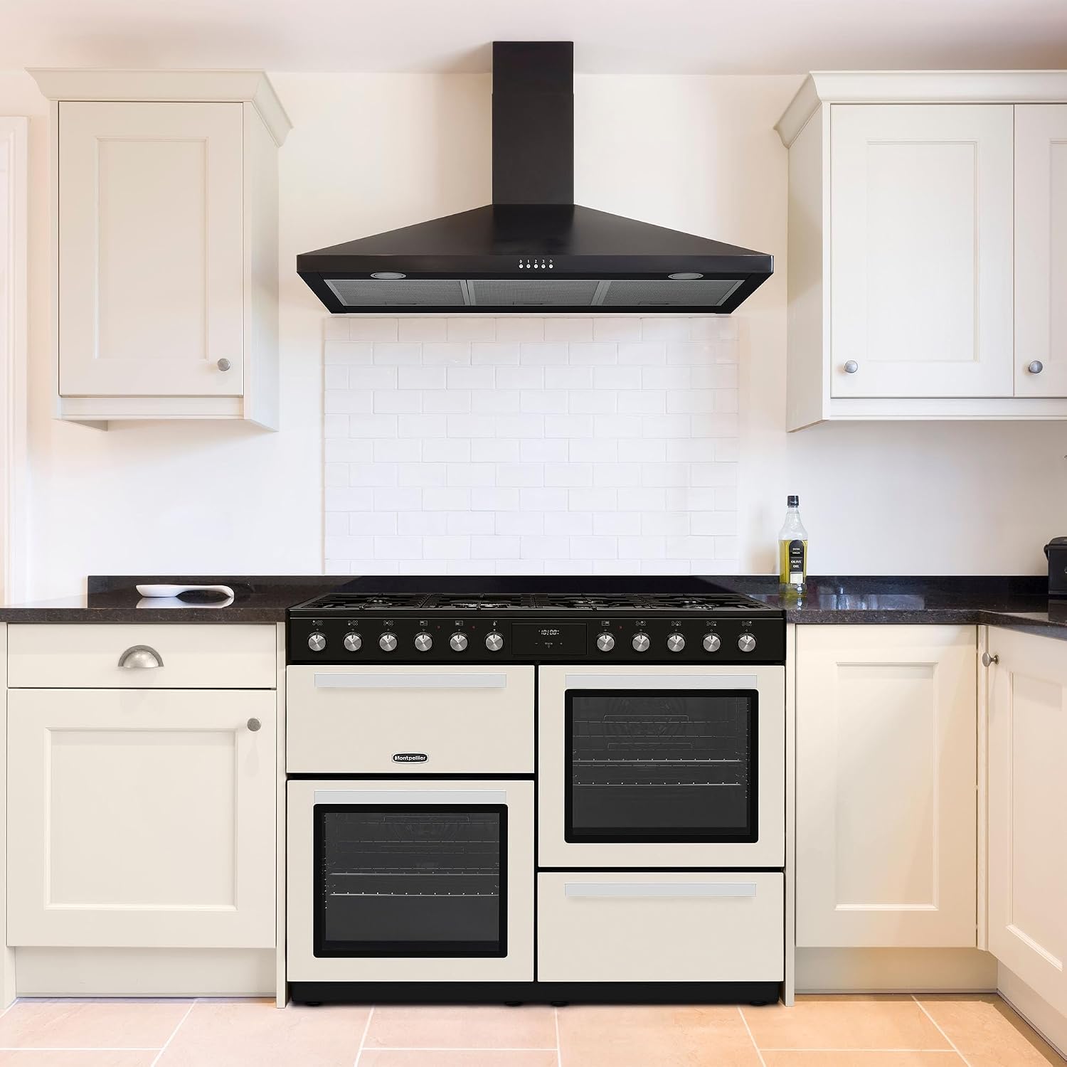 Dual Fuel Range Cooker 100cm Freestanding 7 Burners 2 Ovens Cream