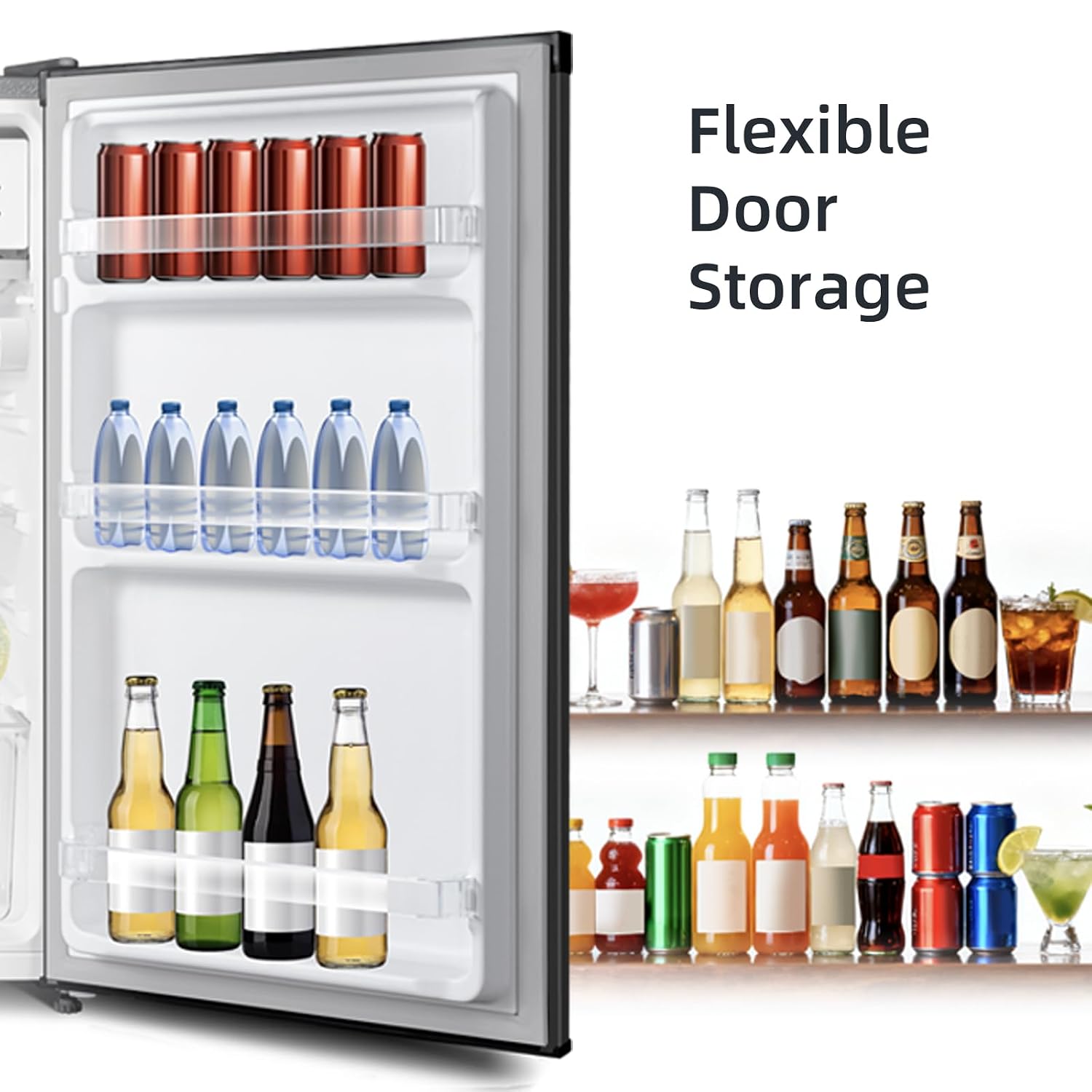 Under Counter Fridge 92L 7 Temp Settings Reversible Door Black