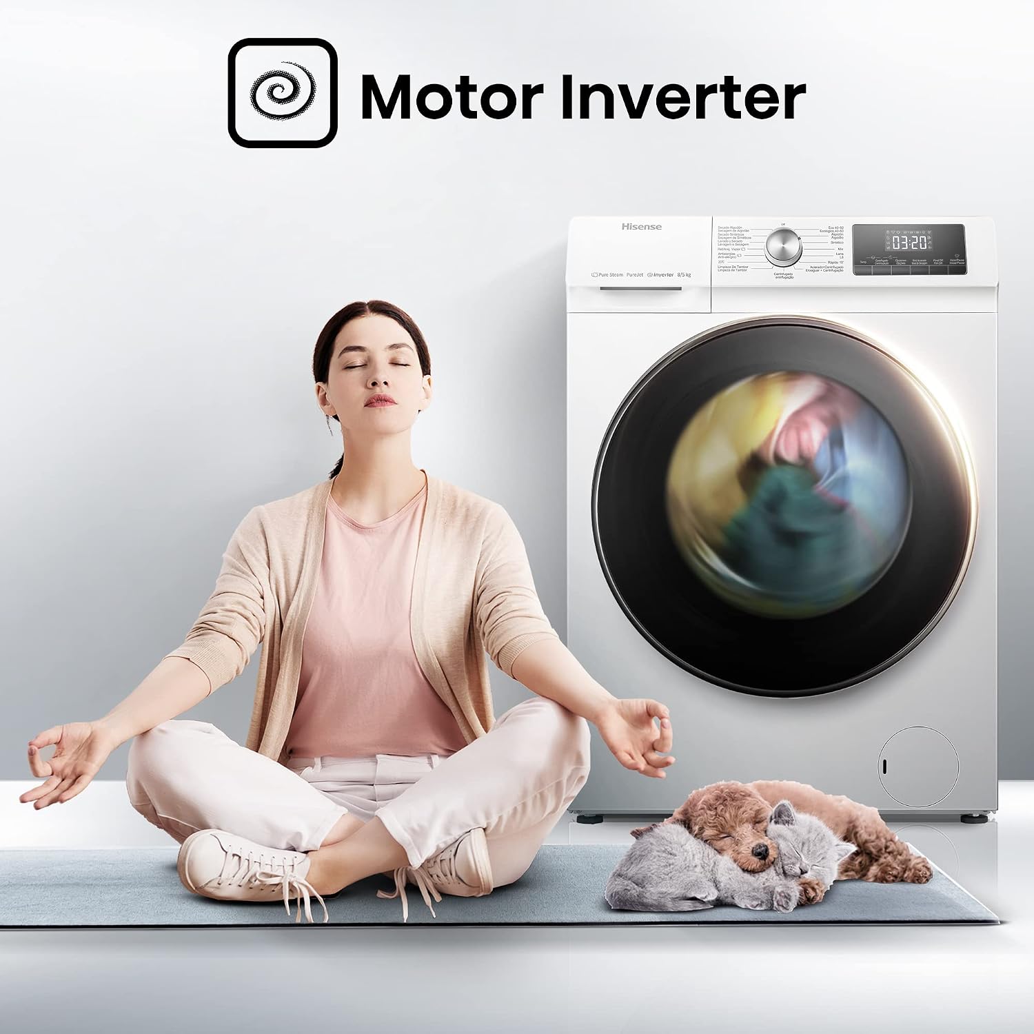Freestanding Washer Dryer 8Kg Wash 5Kg Dry 1400Rpm Pure Steam White