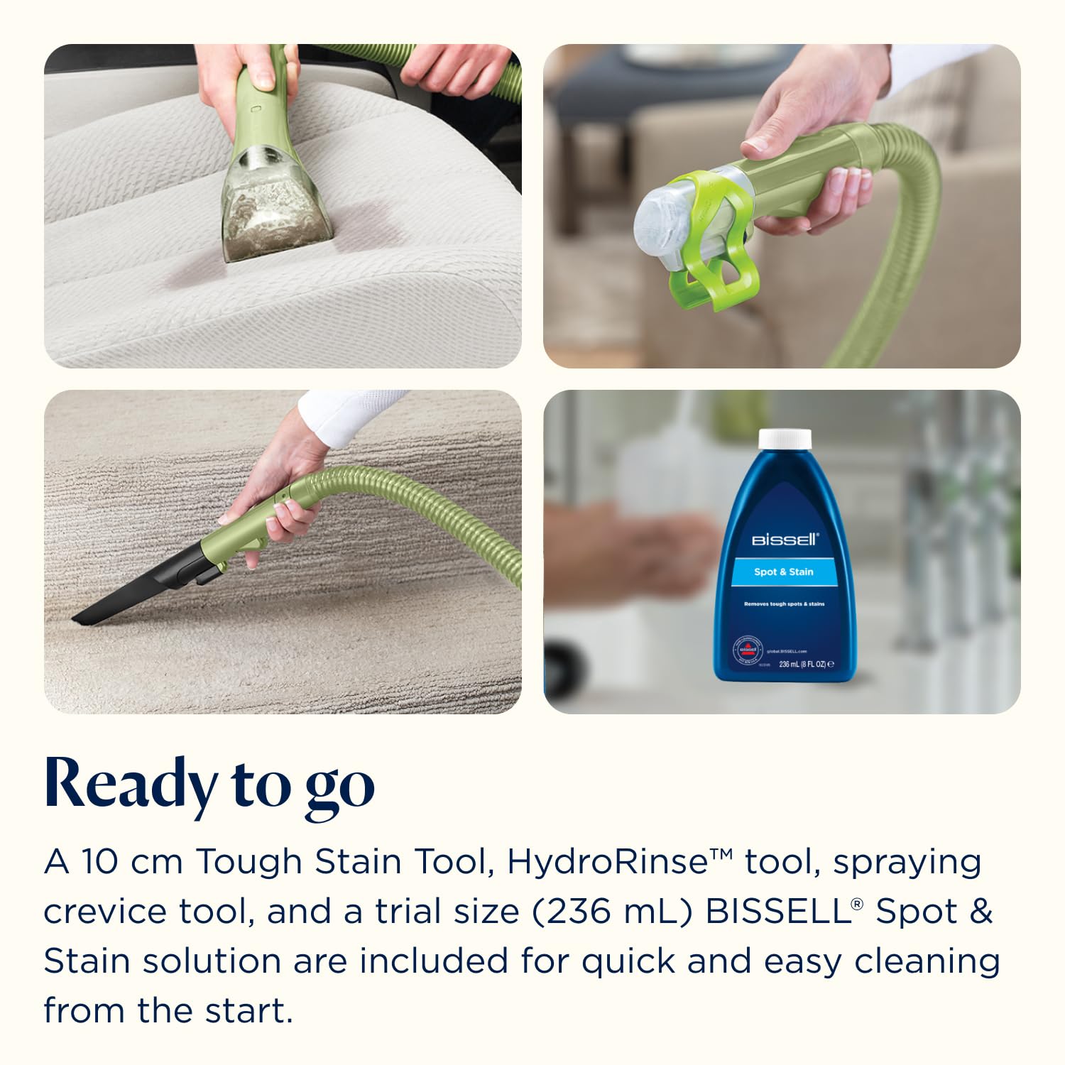 Portable Spot Cleaner 7800Pa Suction Dual Tank 1.4L Green