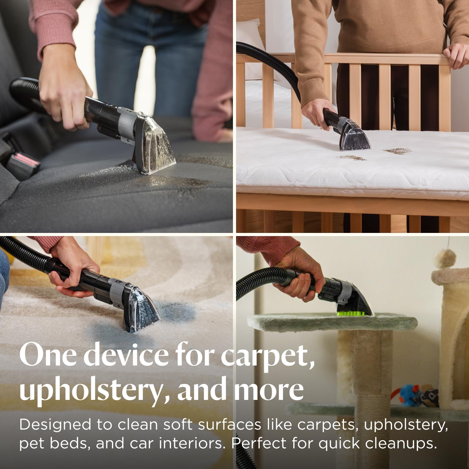 Portable Carpet Cleaner 16,400Pa Suction Dual Tank Black