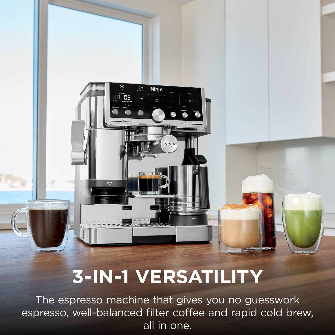 3-In-1 Espresso Cold Brew Filter Coffee Machine 25 Grind Settings Silver