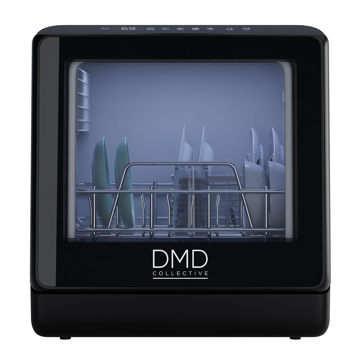 Mini Countertop Dishwasher 5L Touch Control LED Display 6 Programs Black