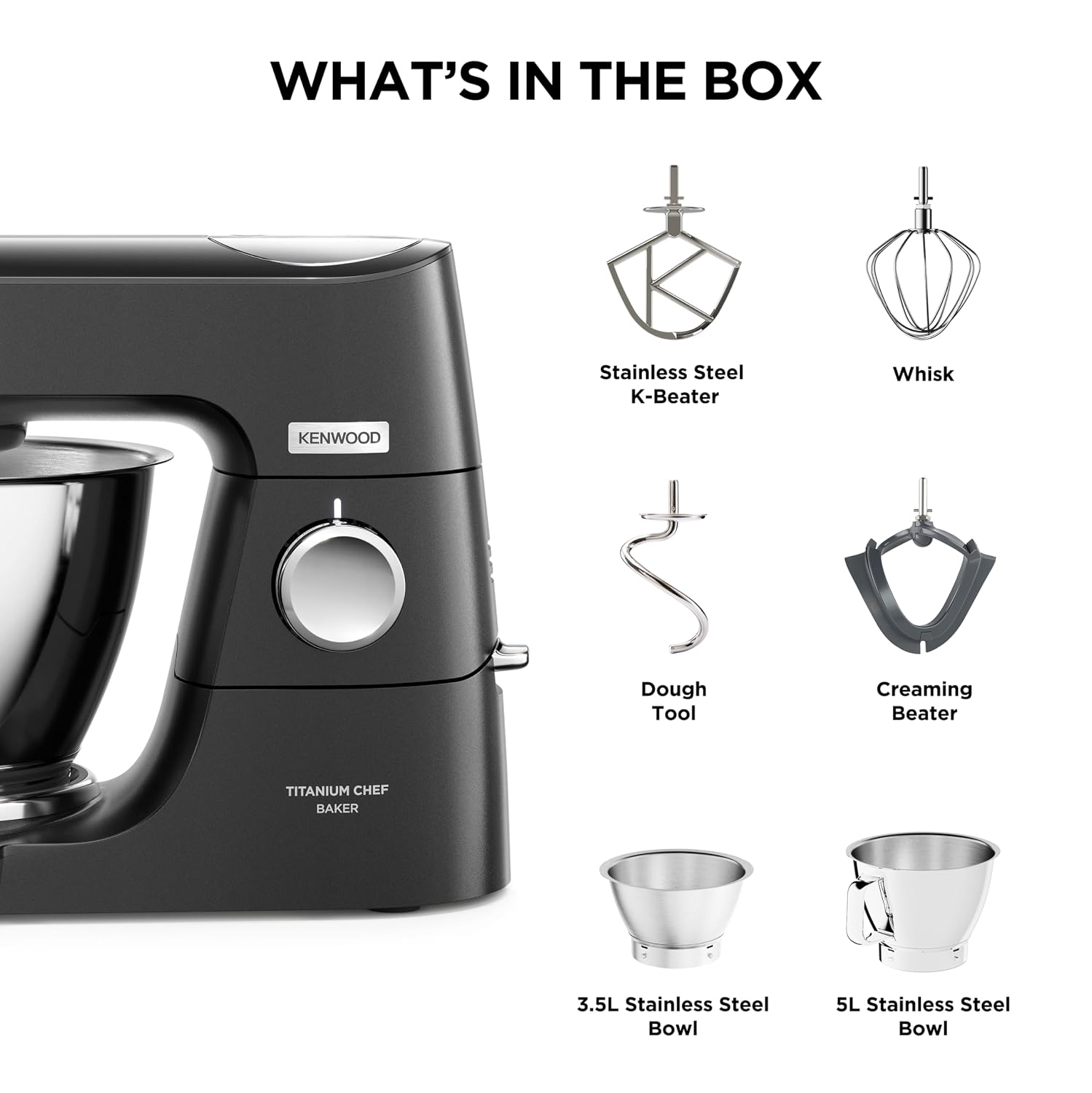 Stand Mixer 1200W Integrated Scale 5L 3.5L Bowls Black