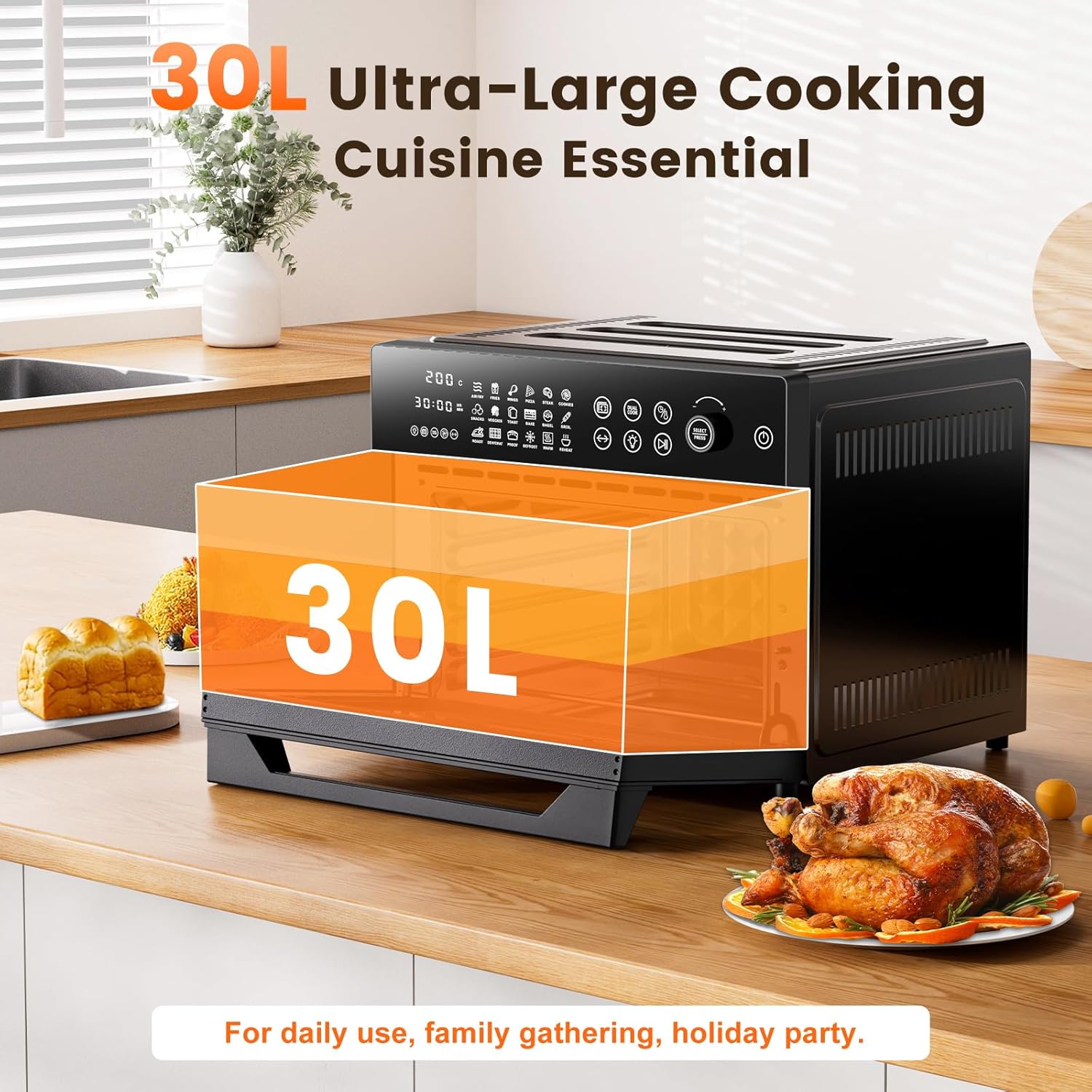 Air Fryer Oven 30L 18 Presets Dual-Cook Digital Touch Black