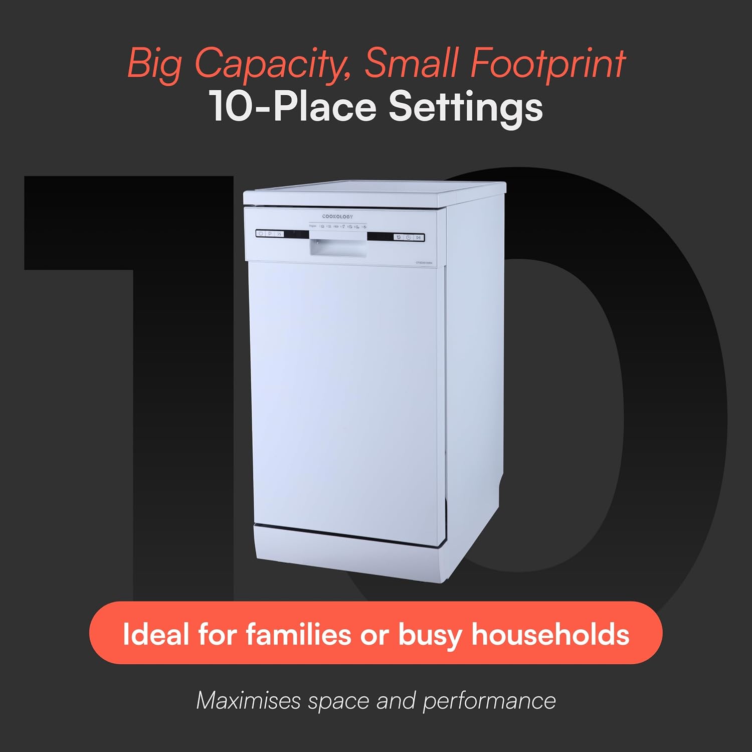 Freestanding Dishwasher 10 Place Settings 45cm White