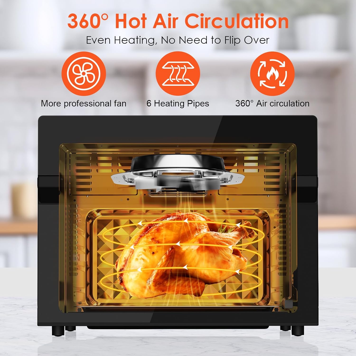 Air Fryer Oven 30L 1800W 20 Programs Rotisserie Black