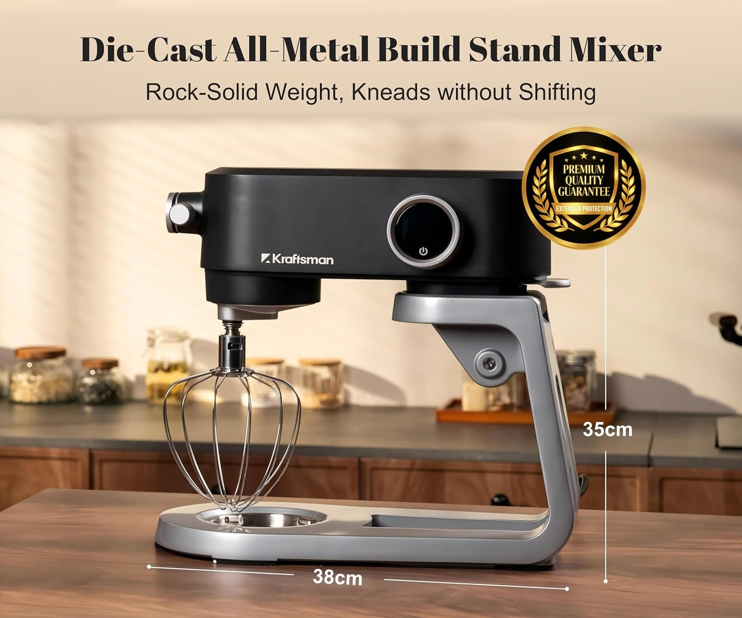 Stand Mixer 5L 8 Speeds Timer Stainless Steel Bowl Black