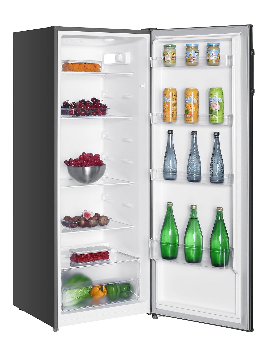 Tall Freestanding Larder Fridge 240L 143cm 55cm 5 Shelves Reversible Door Inox