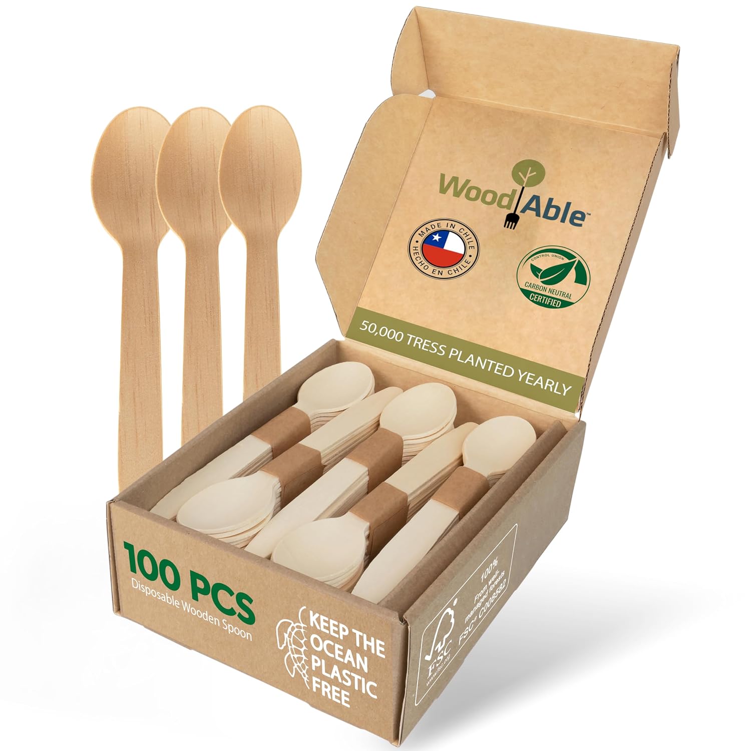 Bamboo Spoons 100 Pack 6.5in Compostable Cutlery