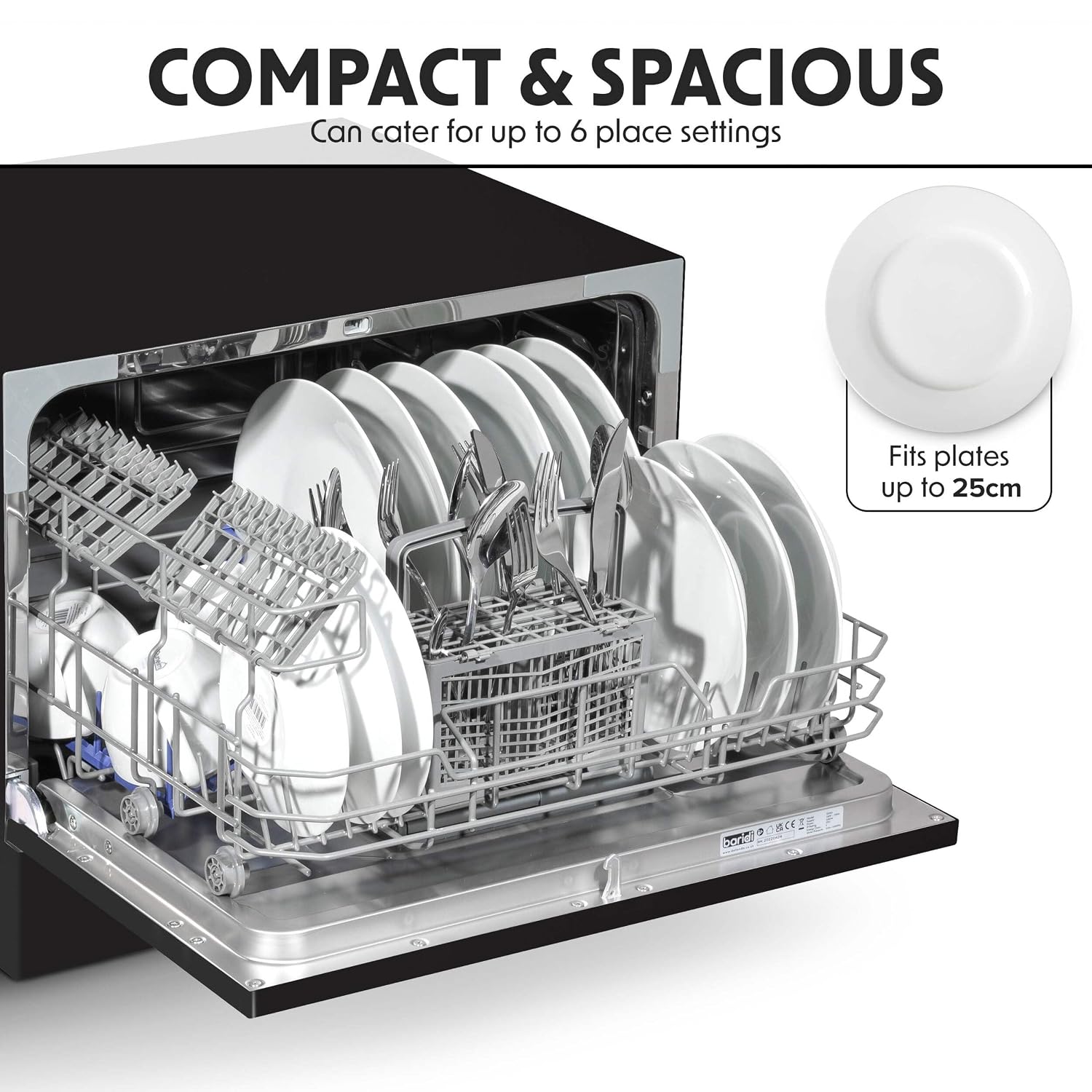 Table Top Dishwasher 6 Place Settings 6 Programmes Black