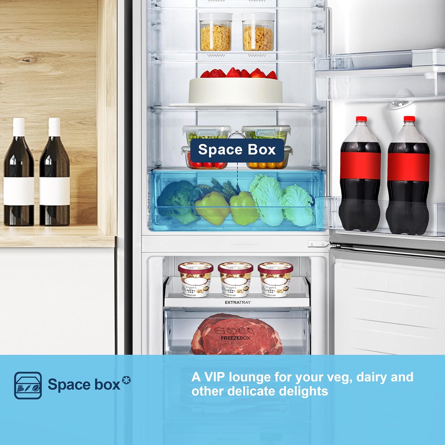 Freestanding Fridge Freezer 256L Frost Free Water Dispenser White