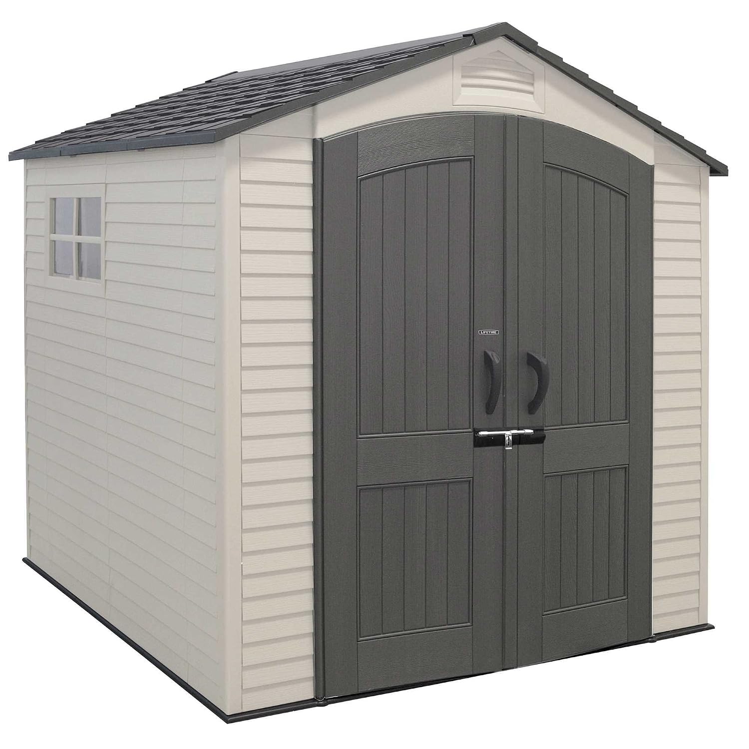 Outdoor Garden Storage Shed 7 X 7 Ft Beige Plastic Steel Frame