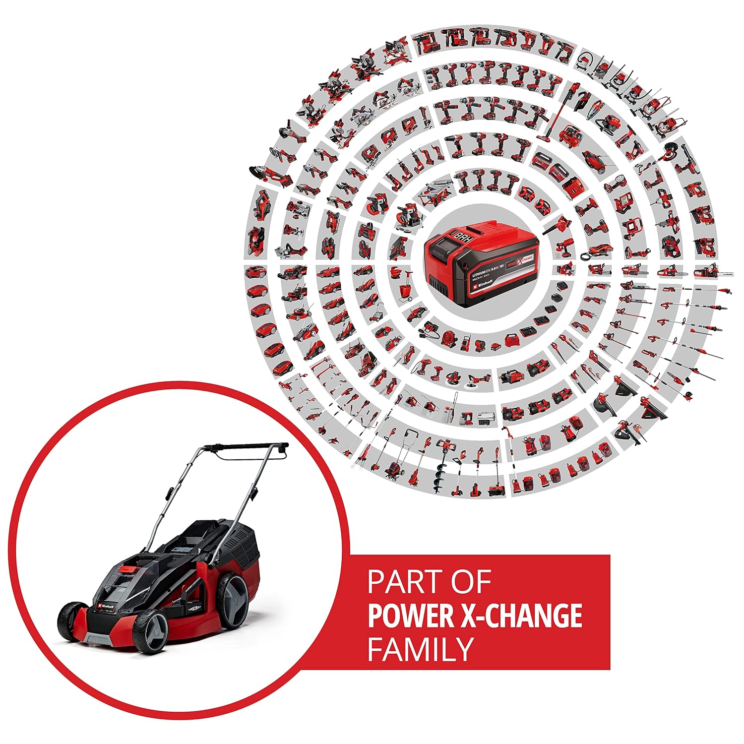Cordless Lawn Mower 43cm 63L Grass Box 6 Heights Mulching 36V 2 Batteries 2 Chargers