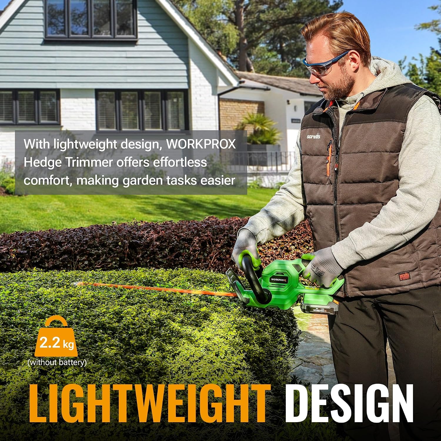 Cordless Hedge Trimmer 510mm 1200RPM 18mm Pruning Capacity Green
