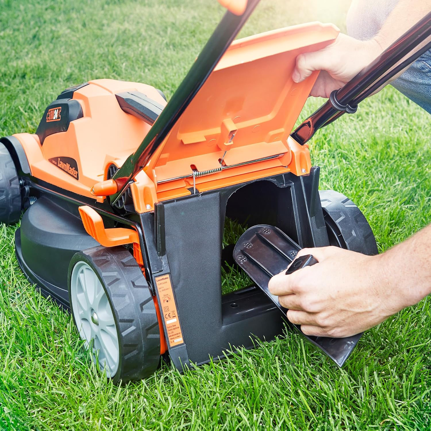 Cordless Lawn Mower 34cm 24V 2x4.0Ah Batteries Rear Roller